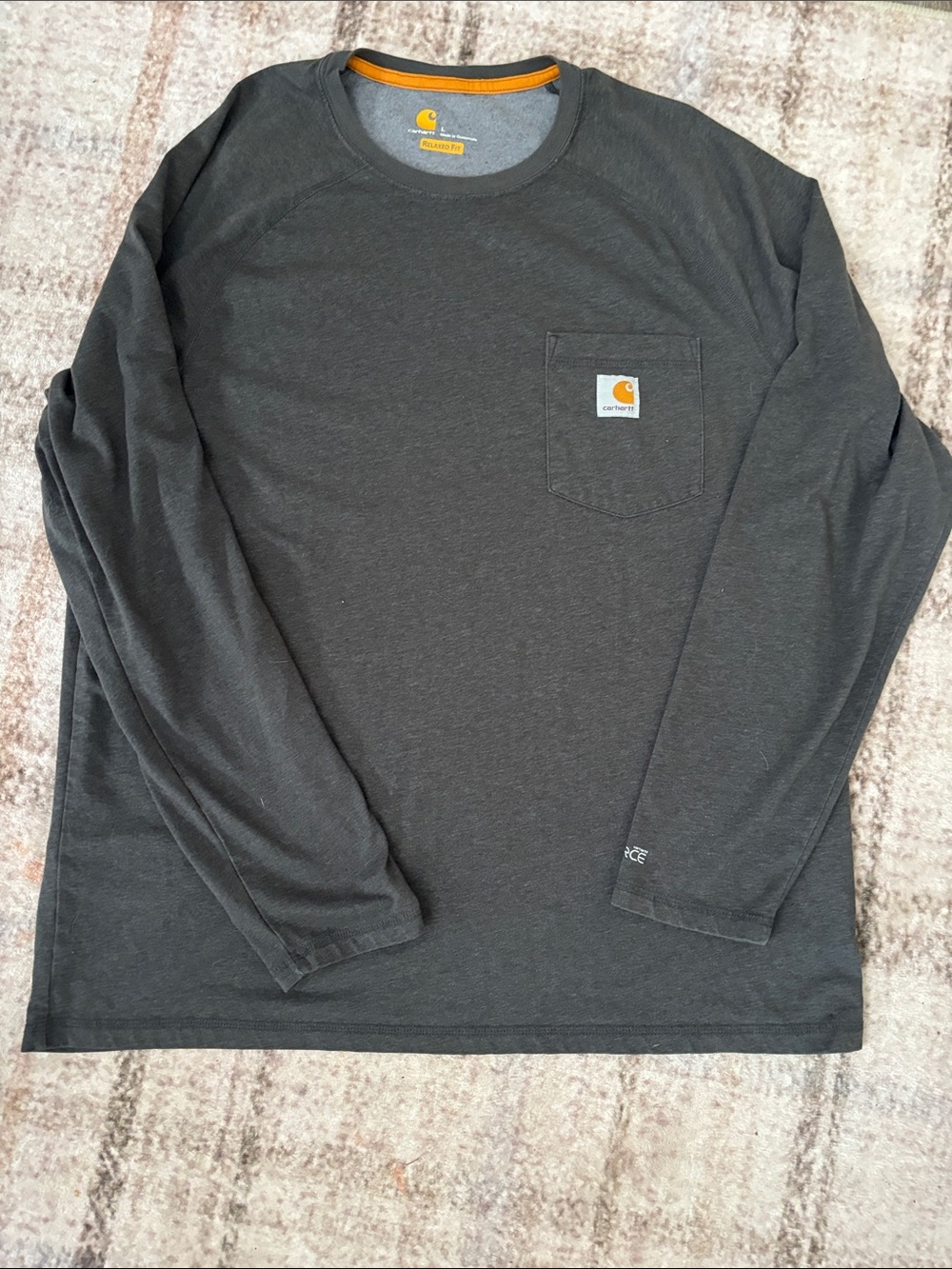 Carhartt Charcoal Crewneck Long Sleeve Pocket Shirt